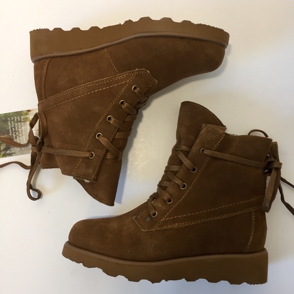 BEARPAW Suede Lace-up Wool Blend Snow wedged boots - Picture 6 of 16